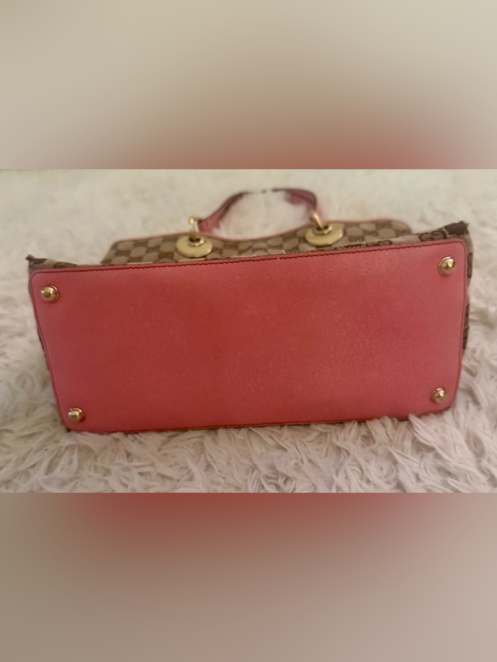 Authentic Gucci GG Monogram
Tan and Pink Leather Eclipse Tote - Picture 3 of 11